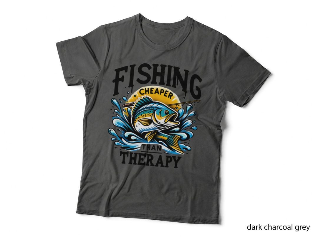 Fishing Cheaper Than Therapy Fishing T-Shirt, Fishing Fish Jumping Water Splash