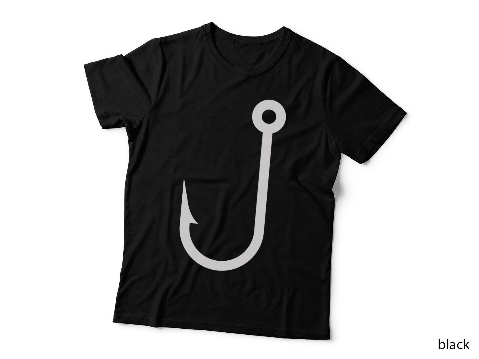 Fishing Hook Silhouette T-Shirt, Trendy Graphic Tee, Novelty Gift Shirt