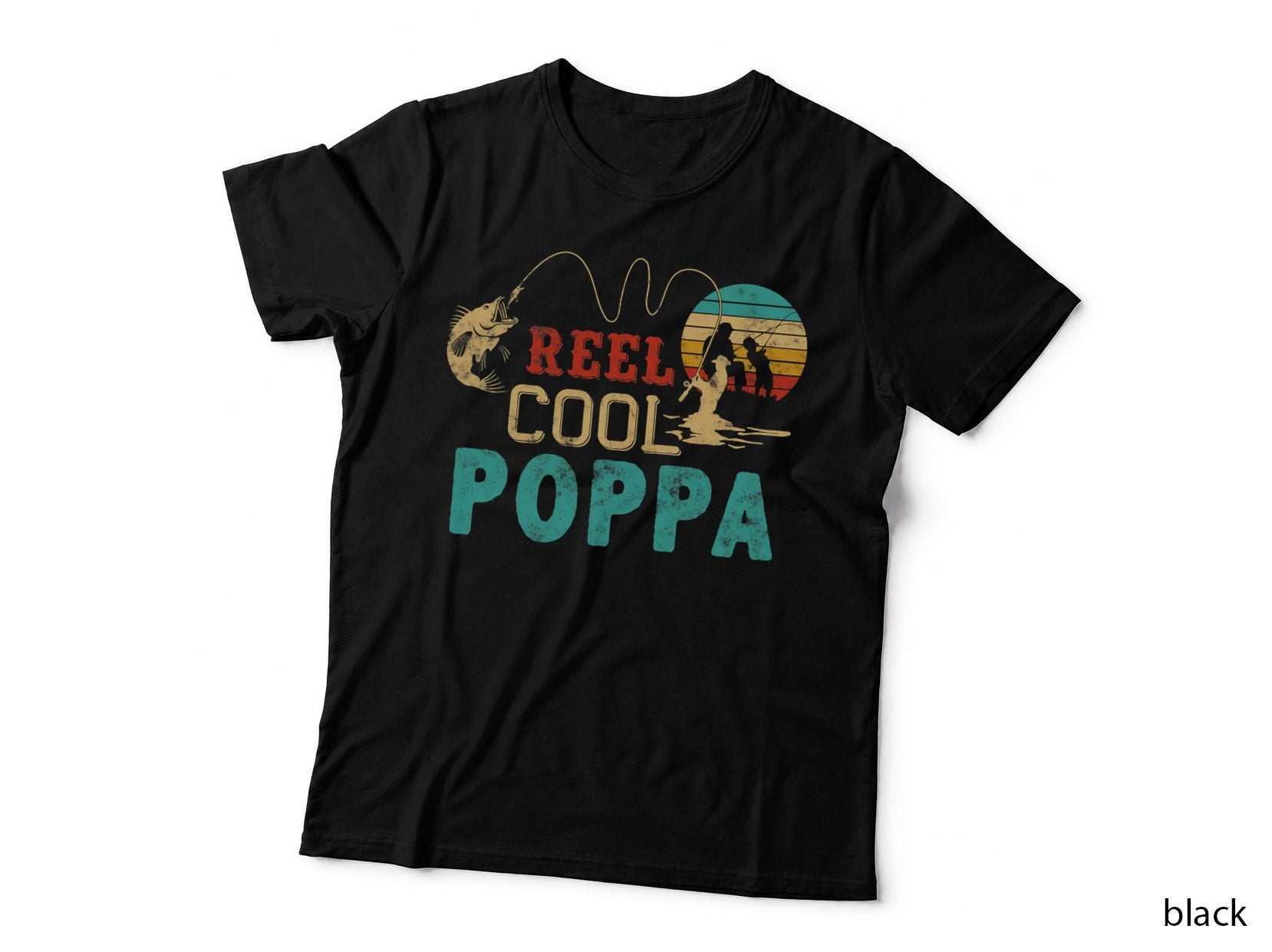 Fishing Reel Cool Poppa Father's Day Gift Fisherman Poppa T-Shirt