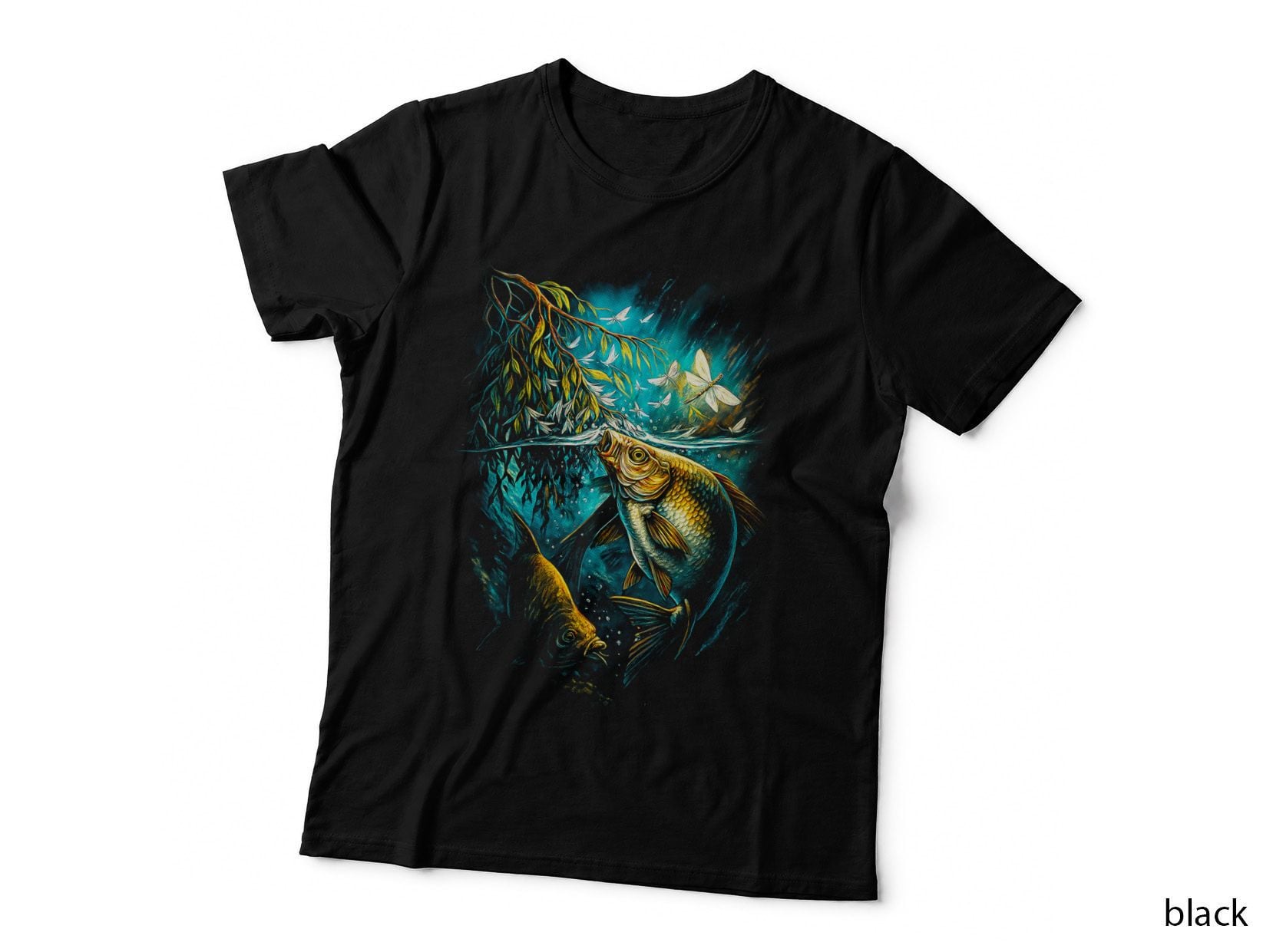 Fishing T-Shirt, Halftone Willow Pond Fish Graphic Tee, Angler Shirt