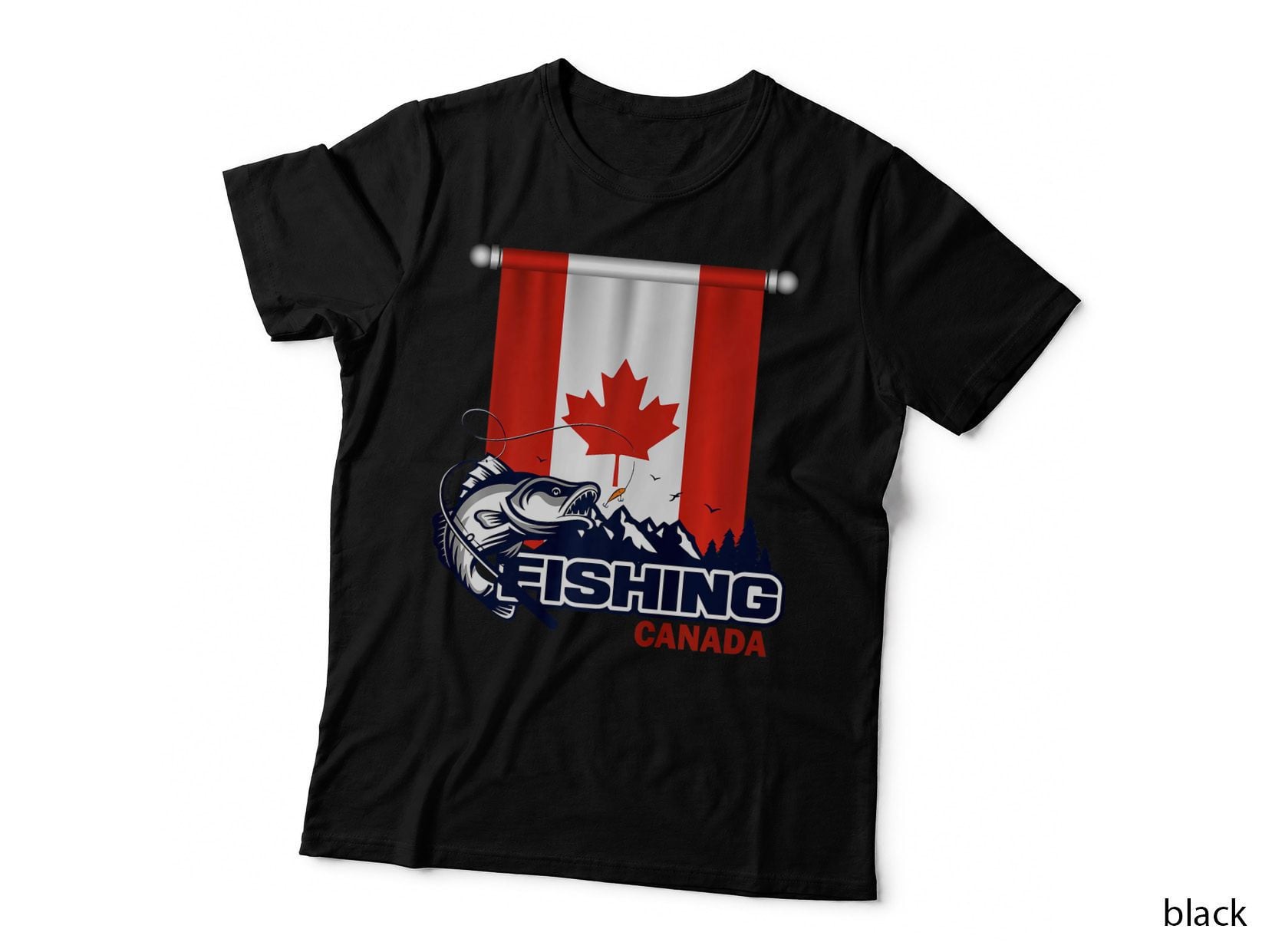 Flag of Canada Fishing in Canada, North America Gift T-Shirt