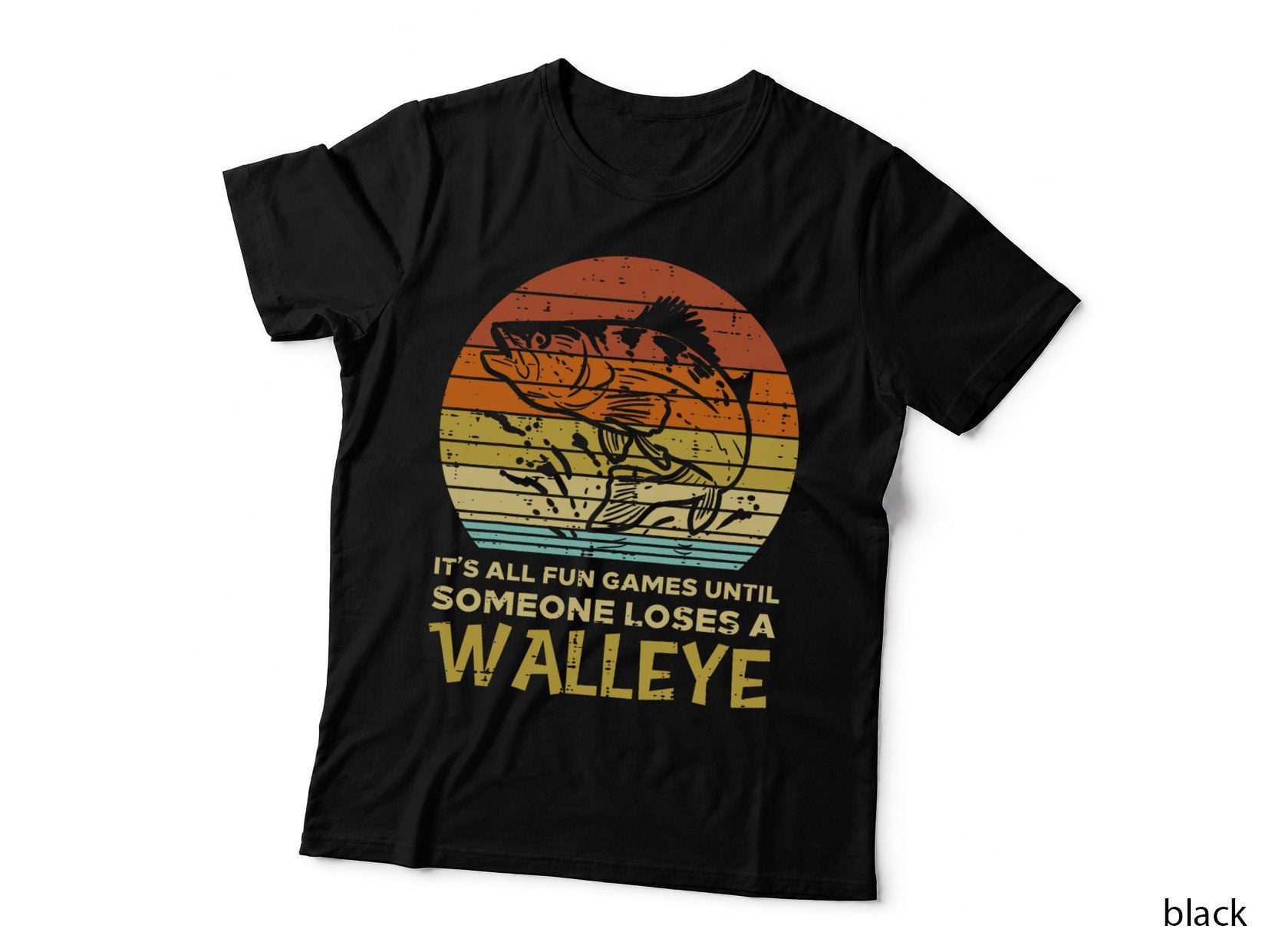 Fun Games Until Someone Loses Walleye Retro Ice Fishing Dad T-Shirt