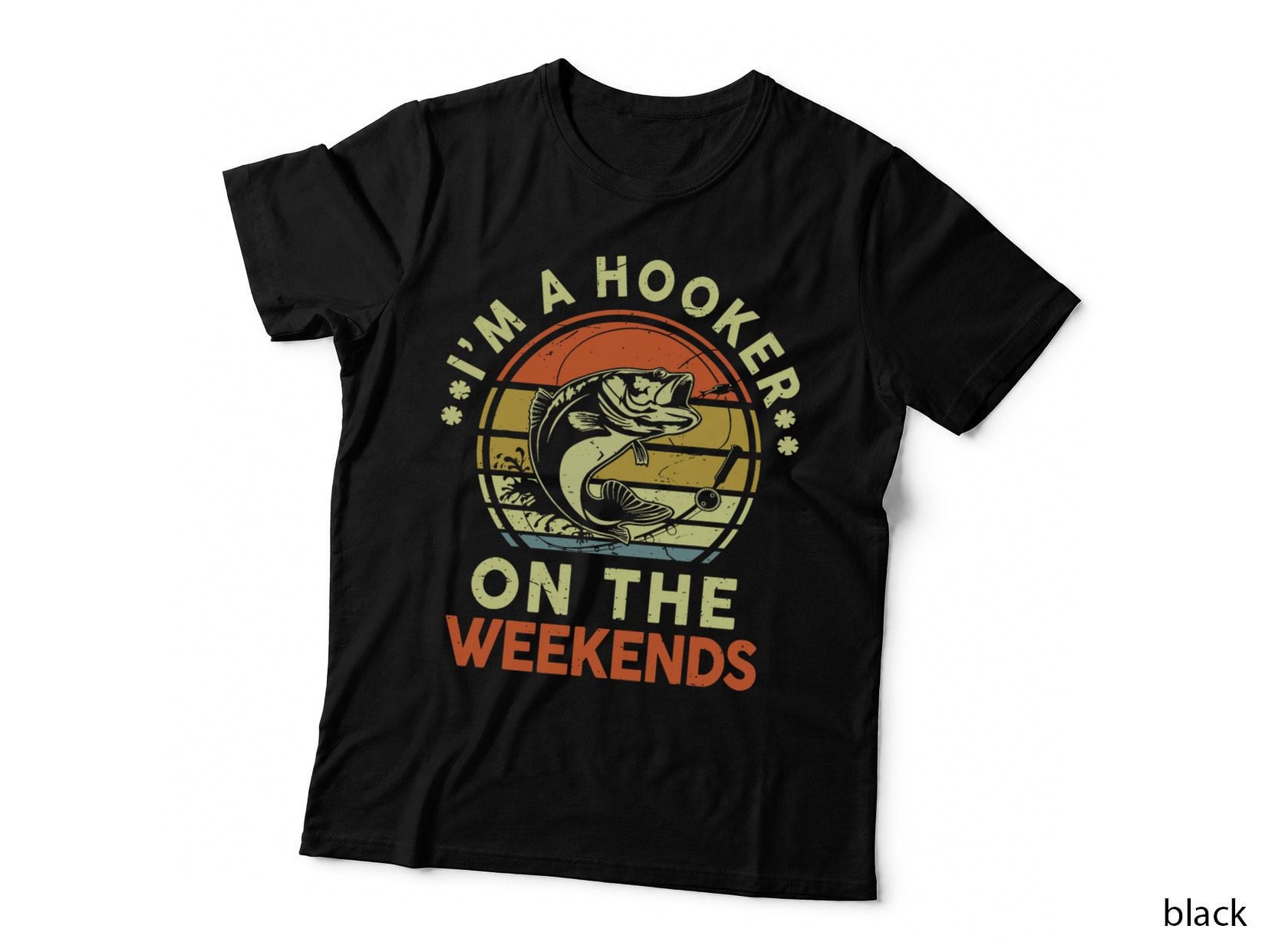 Funny Bass Fish Dad Hooker Weekend Adult Humor Fly Fishing T-Shirt