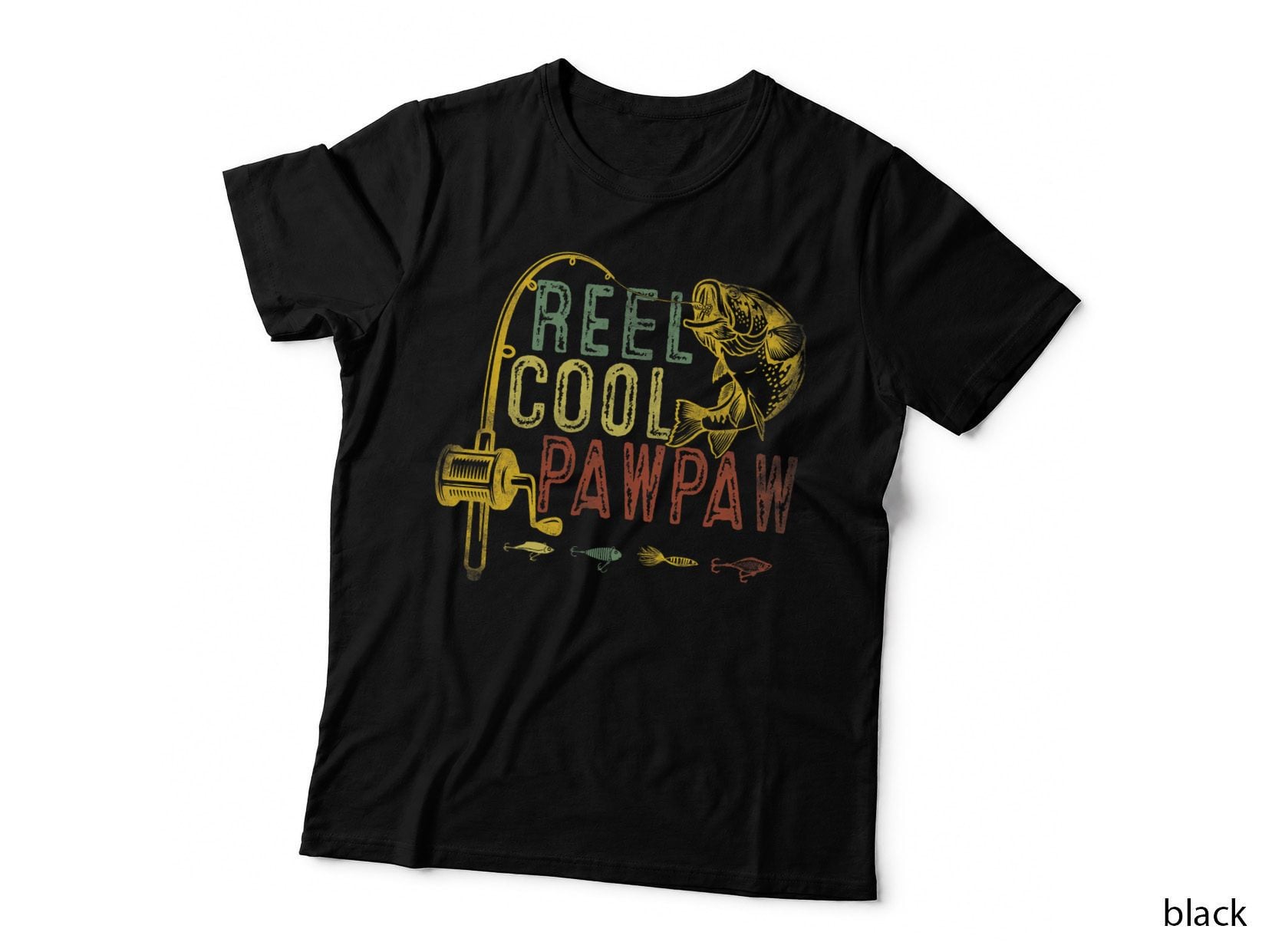 Funny Fathers Day Vintage Fishing Reel Cool Pawpaw, Dad Gift, Grandpa T-Shirt