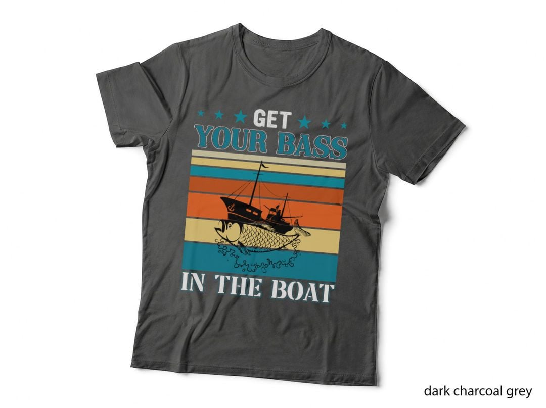 Get Your Bass in the Boat Fishing T-Shirt, Fishing Boat with Fish Illustration
