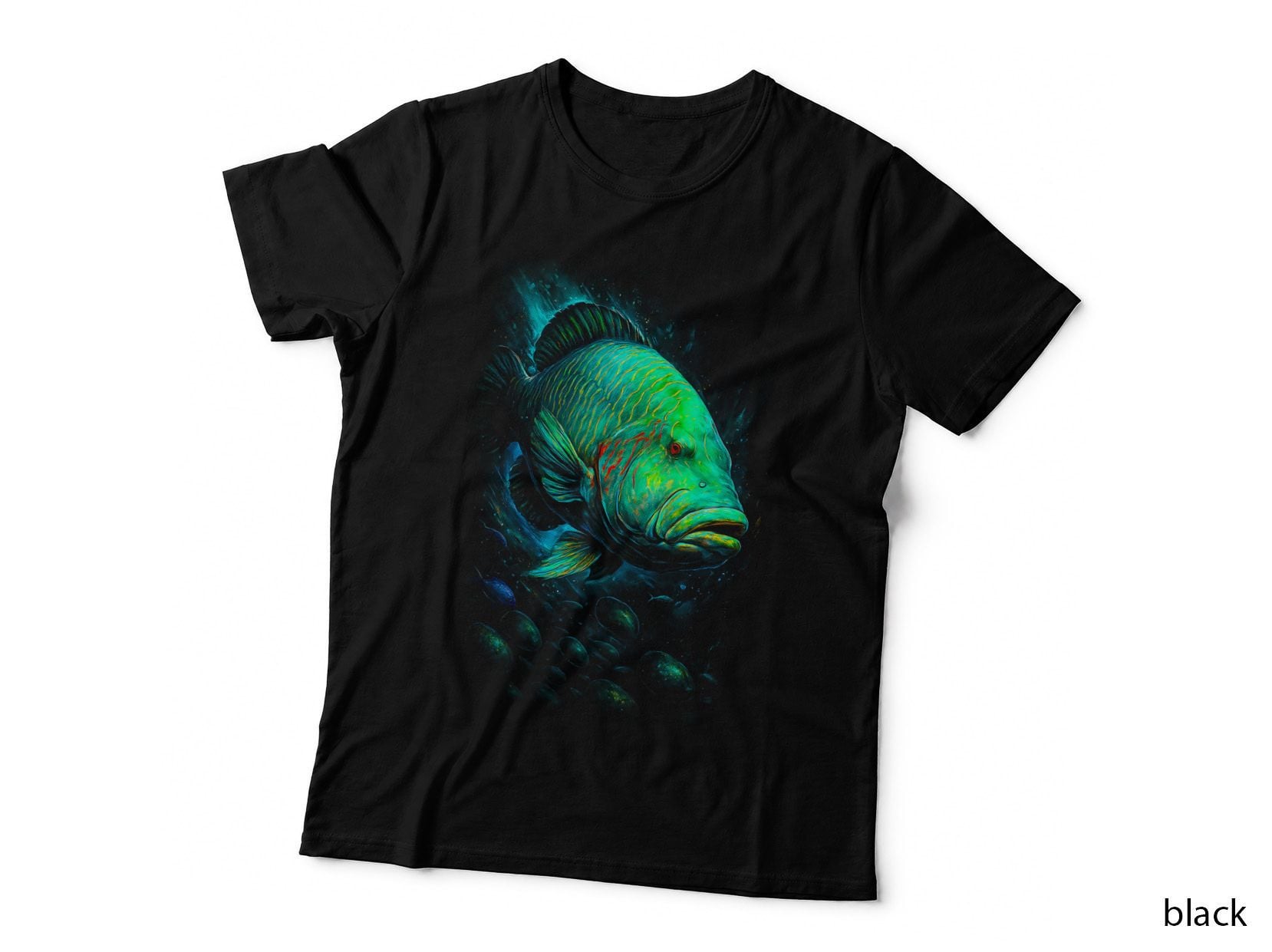 Grouper Fishing T-Shirt, Halftone Deep Sea Grouper Graphic Tee, Angler Shirt