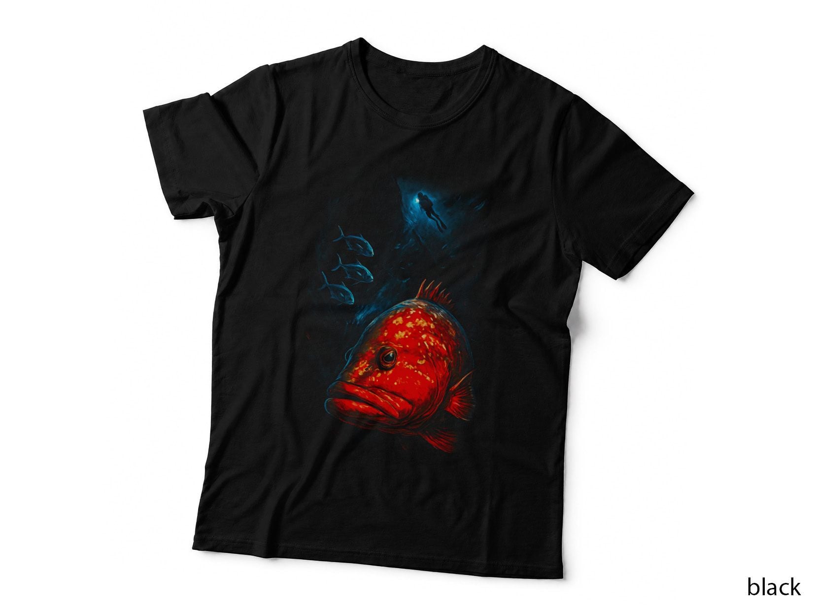 Grouper Fishing T-Shirt, Halftone Spotted Grouper Graphic Tee, Fisherman Shirt