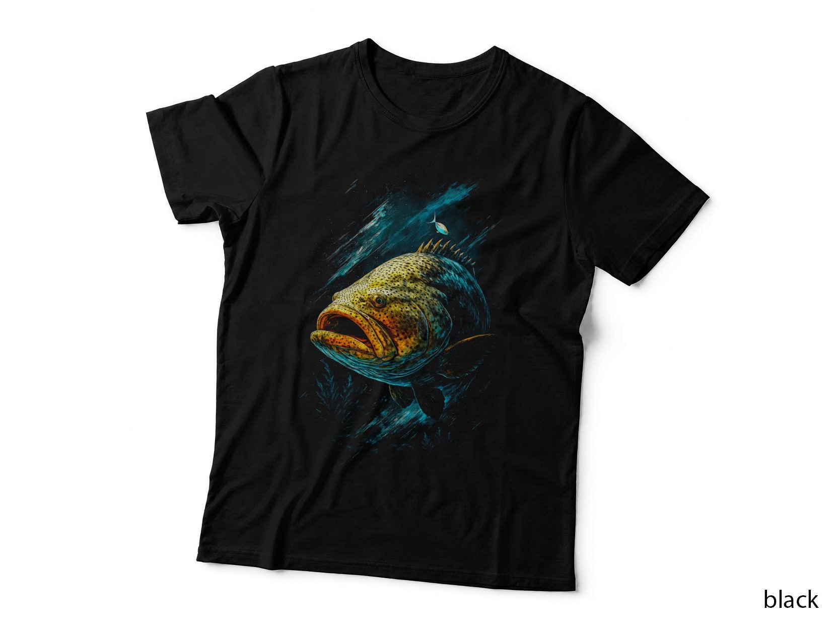 Grouper Fishing T-Shirt, Halftone Spotted Grouper Portrait Graphic Tee
