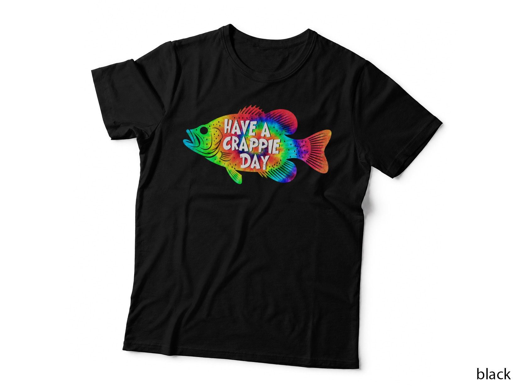 Have a Crappie Day Fishing T-Shirt, Colorful Fish Silhouette Graphic Tee