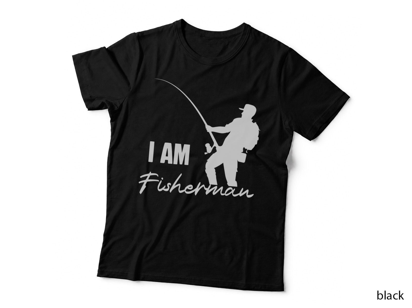 I Am Fisherman Fishing T-Shirt, Fisherman Casting Silhouette Graphic Tee