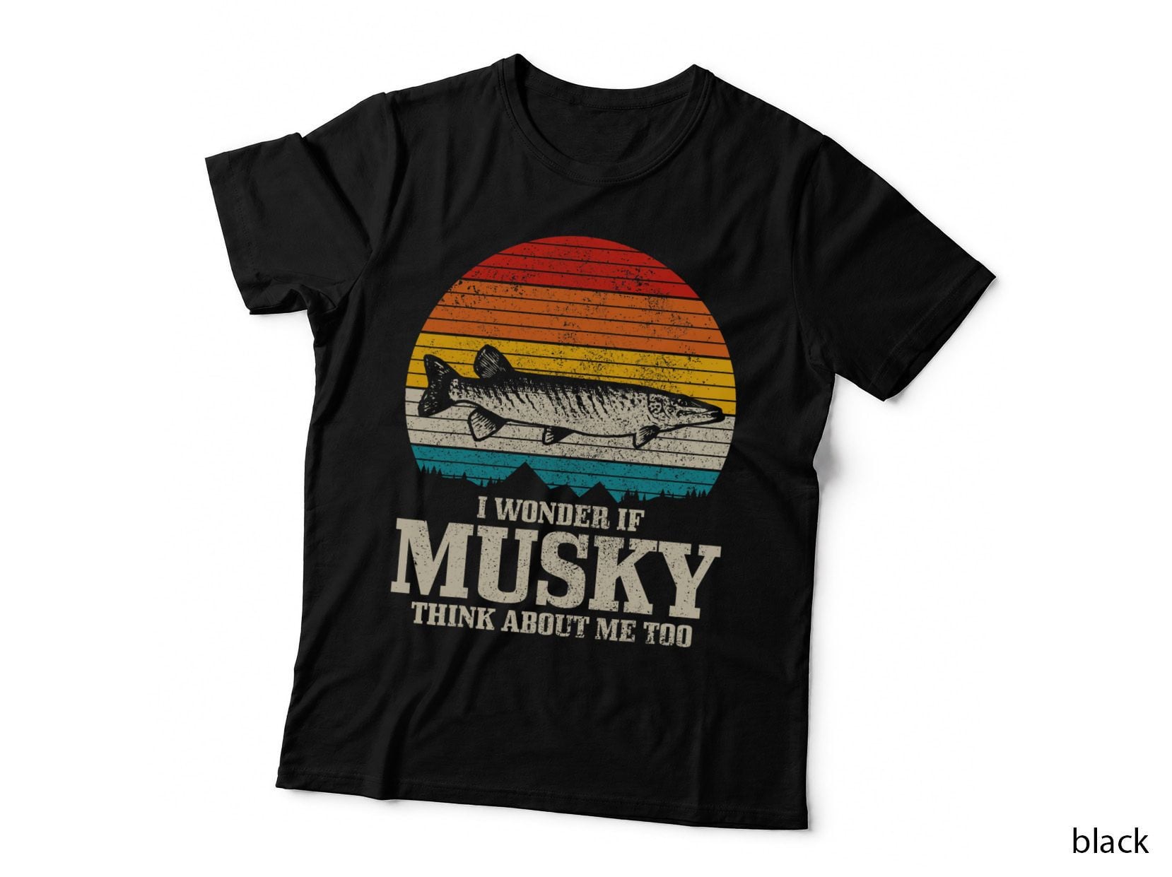 I Wonder If Musky Think About Me Vintage Funny Musky Fishing T-Shirt