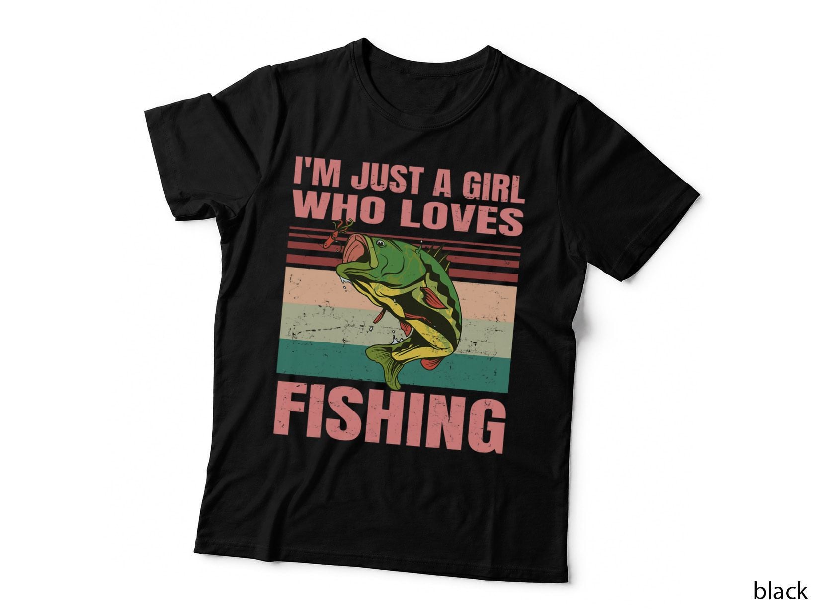 I'm Just a Girl Who Loves Fishing - Cute Retro Girlie T-Shirt