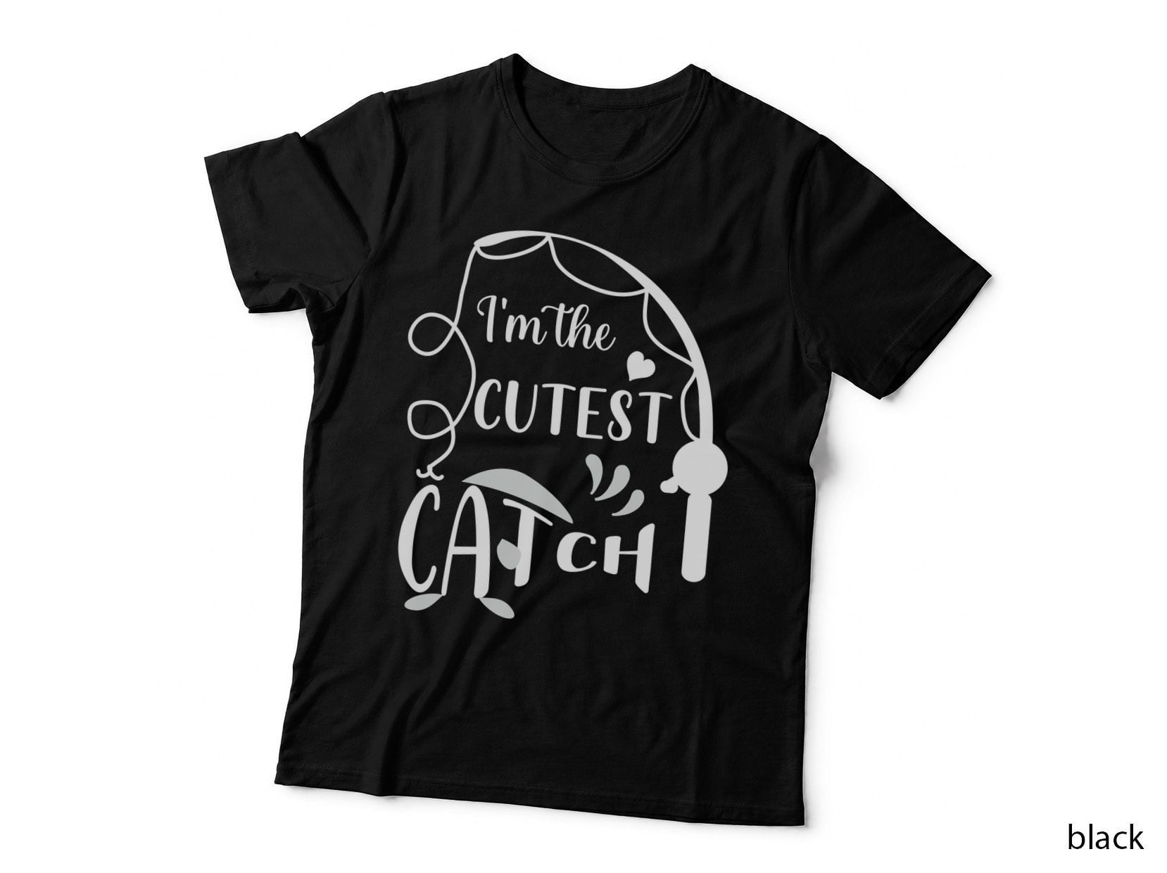 I'm the Cutest Catch T-Shirt, Fishing Pole Silhouette with Cat Graphic Tee