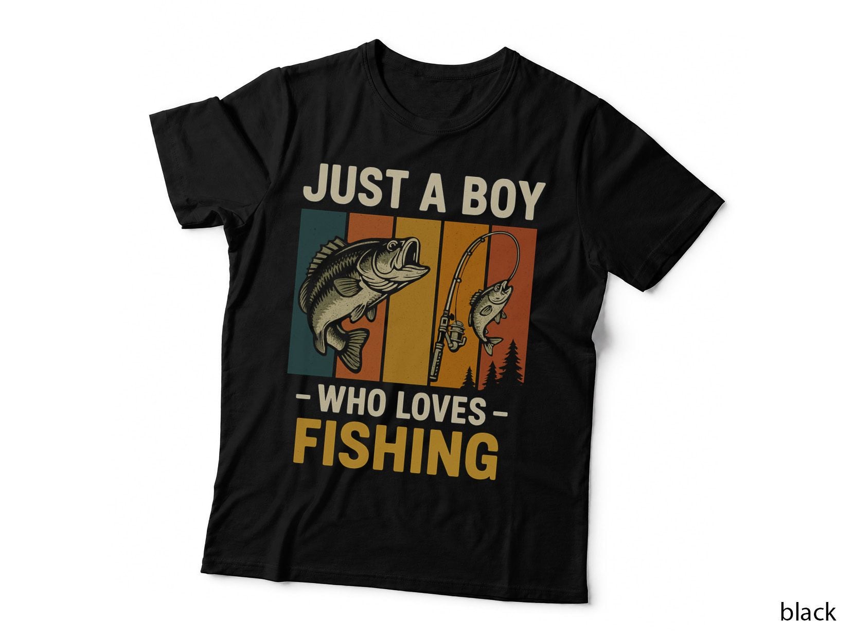 Just a Boy Who Loves Fishing Hunting T-Shirt, Fishing-Themed Graphic with Fish