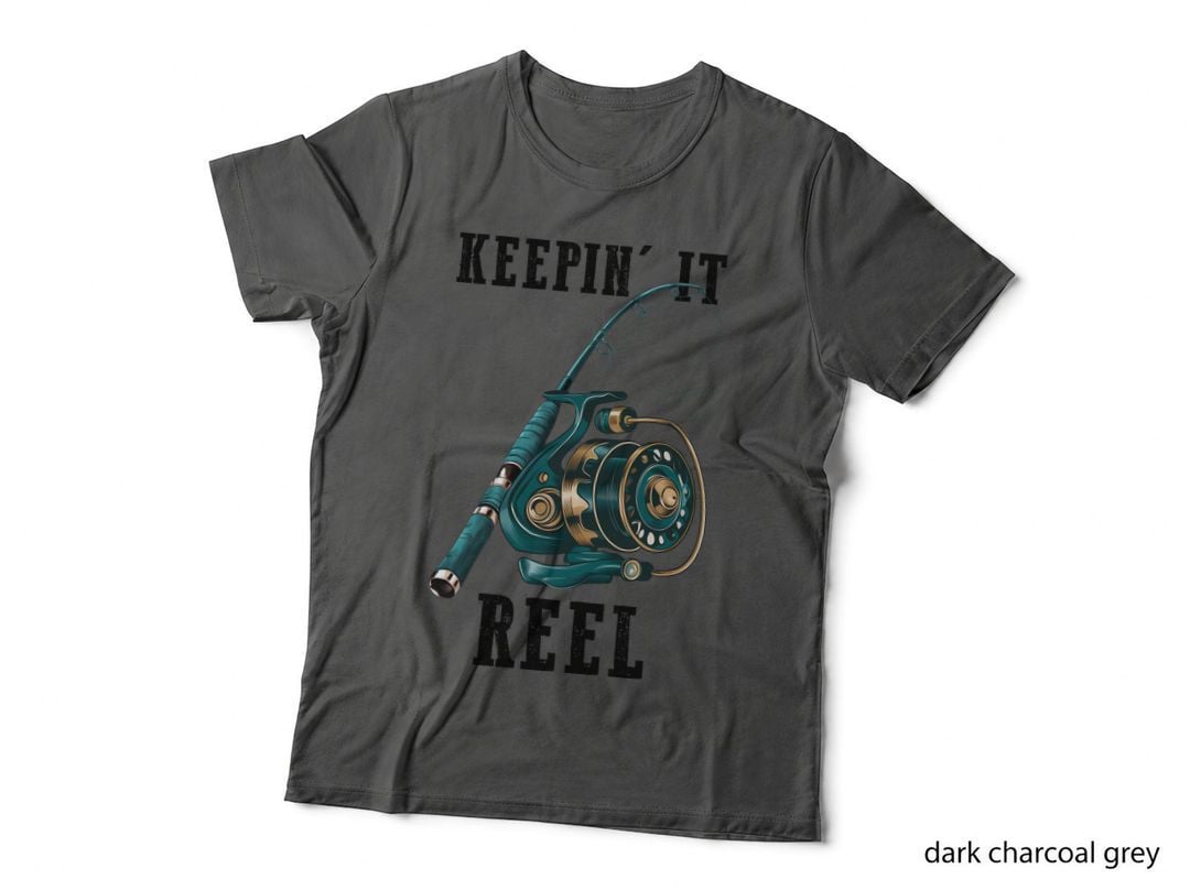 Keepin' It Reel Fishing T-Shirt, Fishing Rod and Reel Illustration Graphic Tee