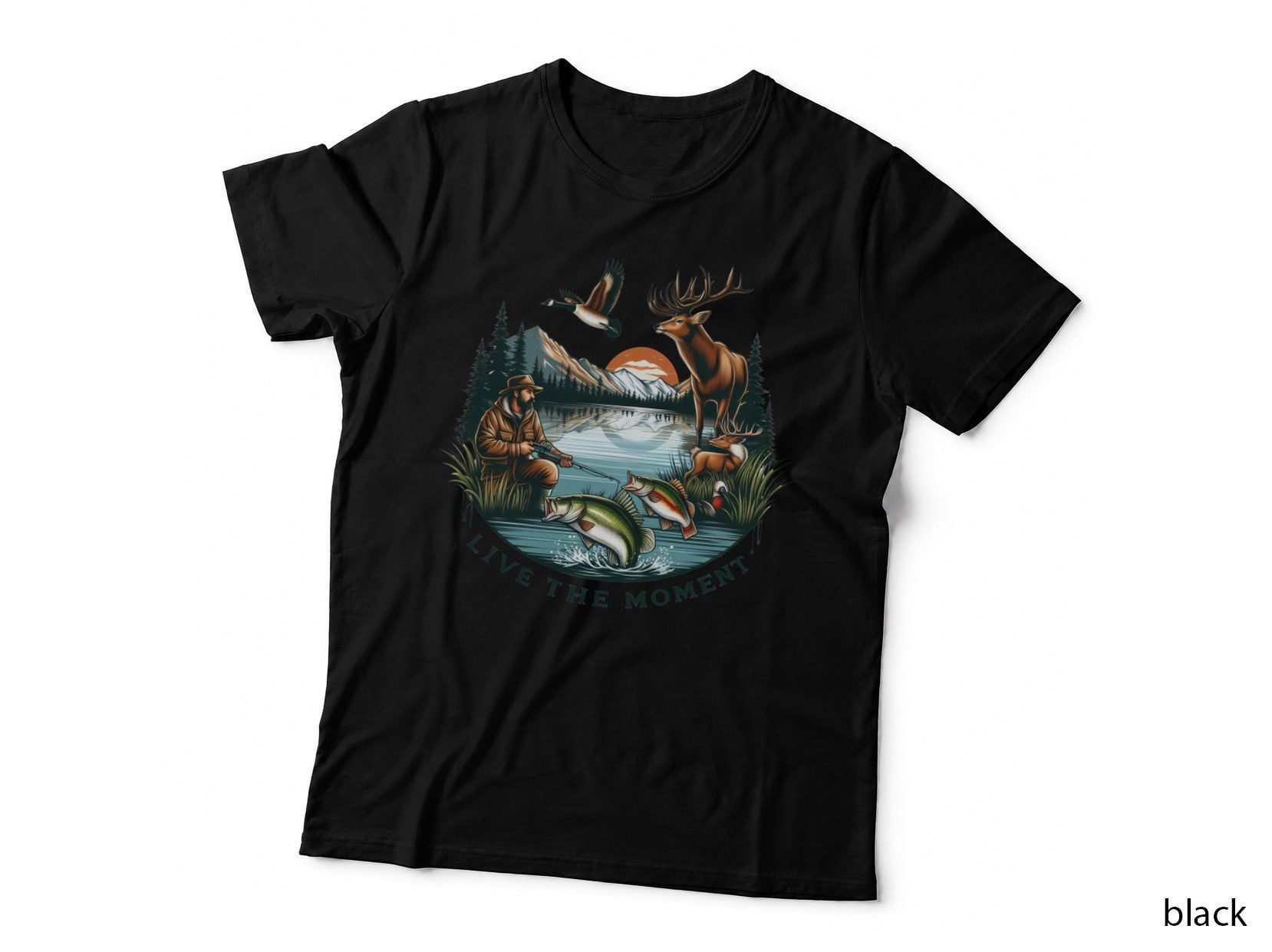 Live the Moment Hunting T-Shirt, Fishing Hunting Wildlife Serene Graphic Tee