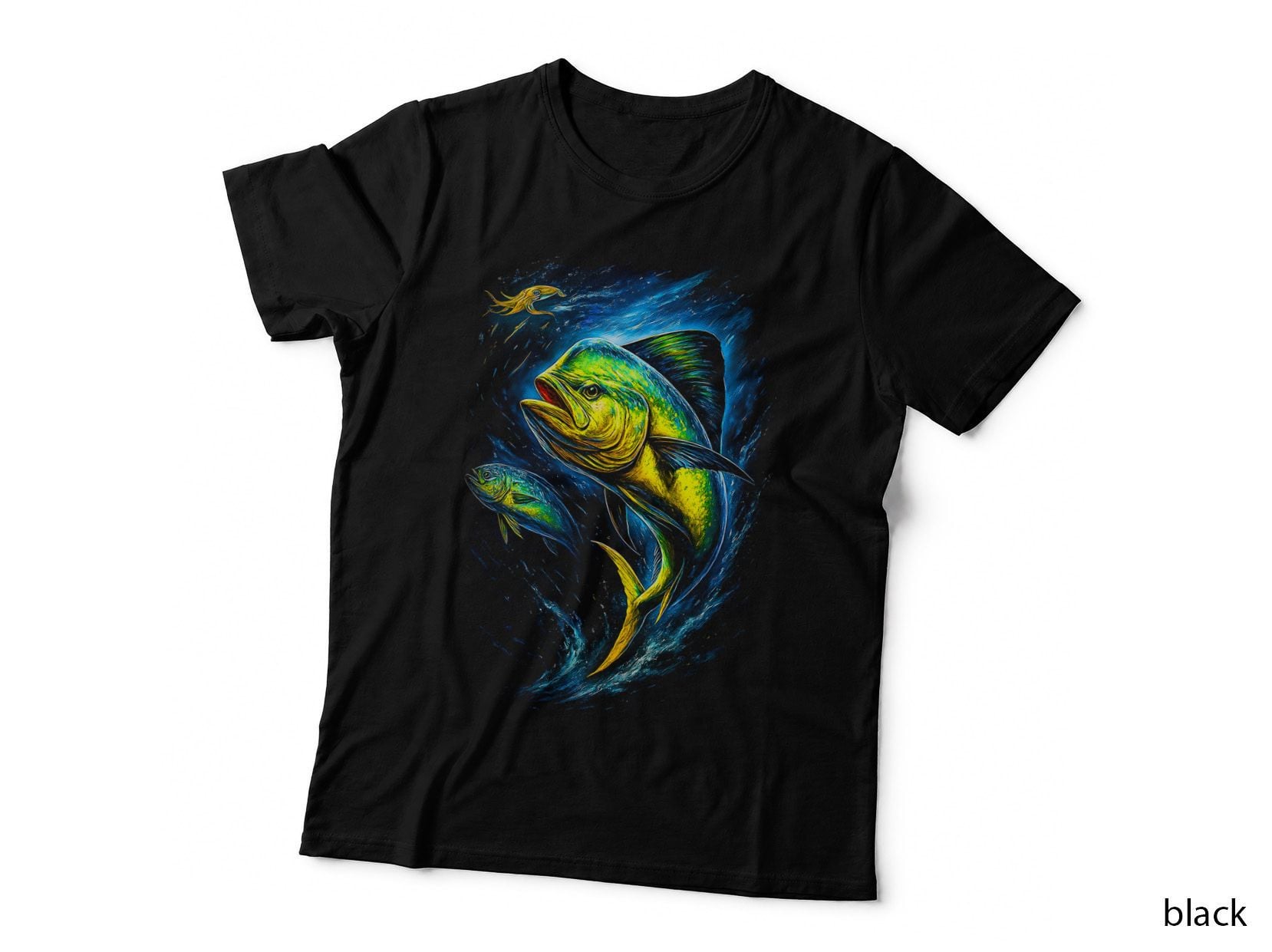 Mahi Fishing T-Shirt, Halftone Mahi Yellowtail Trio Graphic Tee