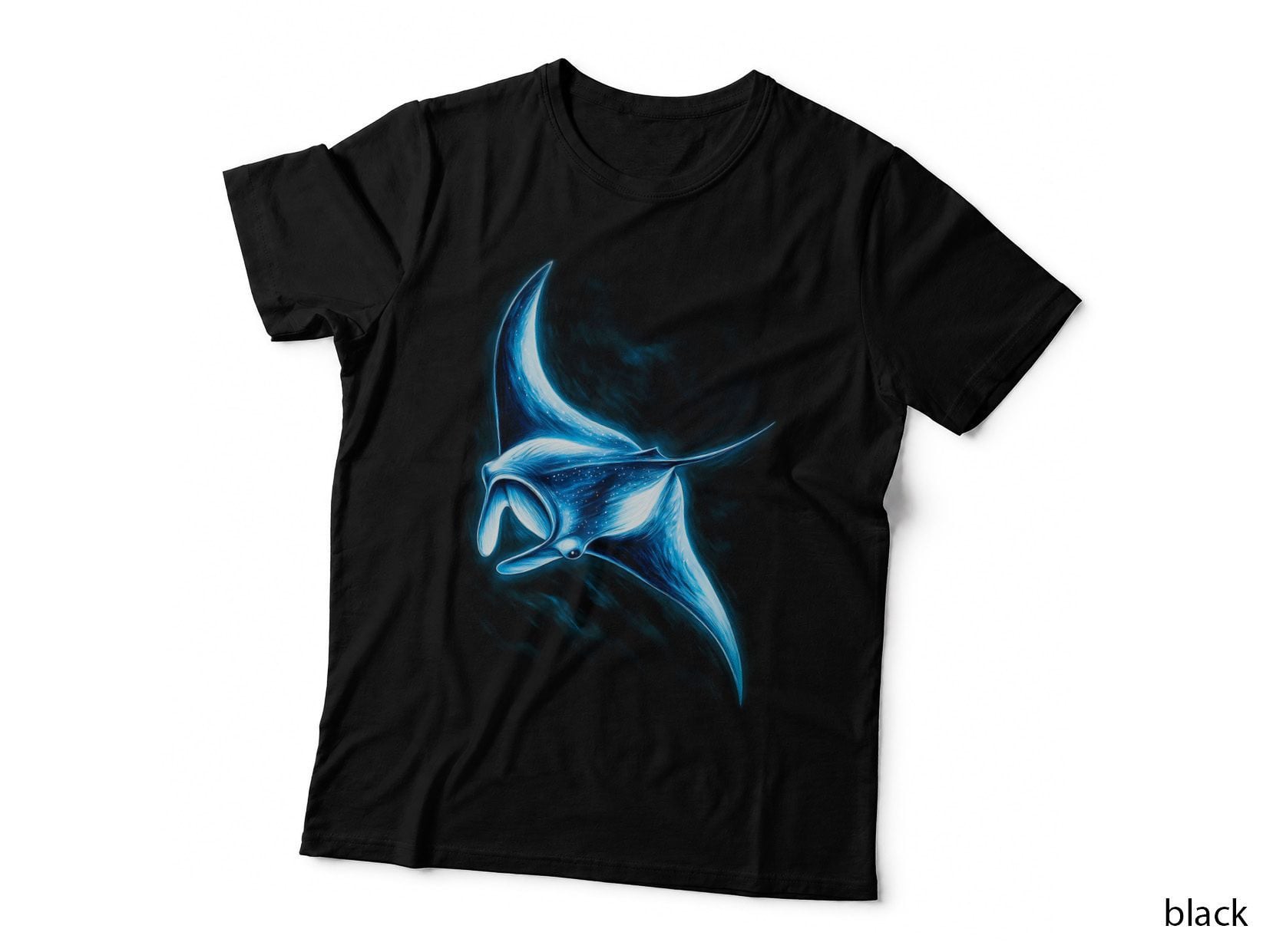 Manta Ray T-Shirt, Halftone Gliding Manta Ray Graphic Tee, Ocean Life Shirt