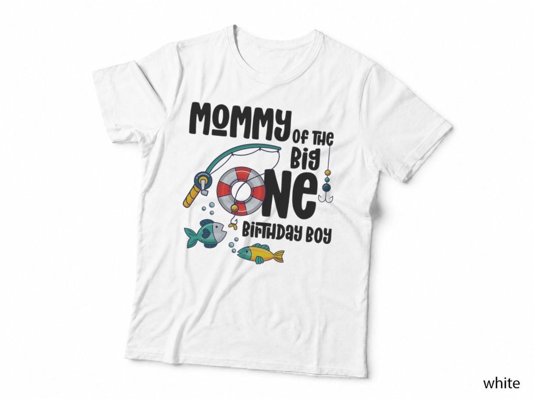Mommy Big One 1-Year-Old Boy Fishing Birthday T-Shirt
