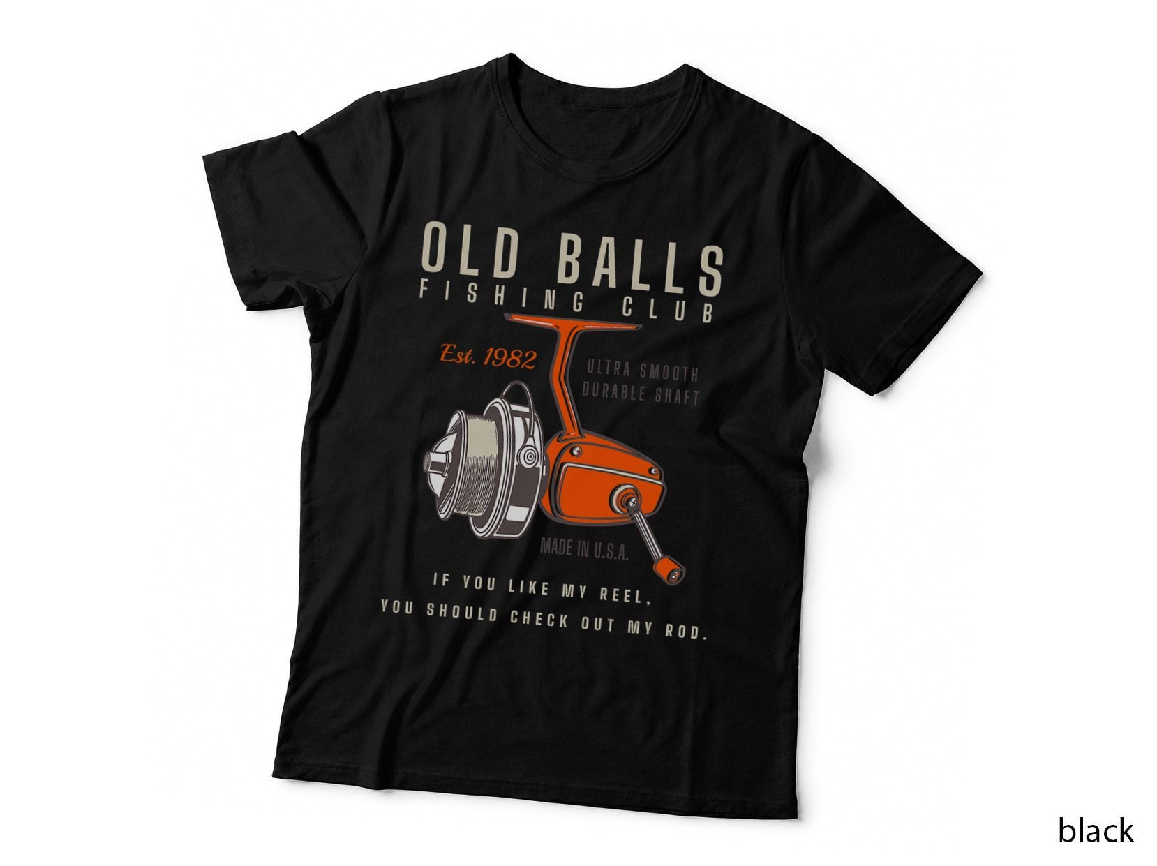Old Balls Fishing Club T-Shirt, Vintage Fishing Reel Tee, Gift for Men Over 40
