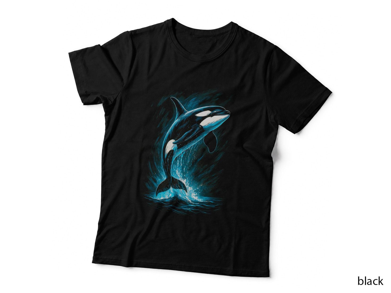 Orca T-Shirt, Halftone Neon Breaching Orca Graphic Tee, Ocean Life Shirt