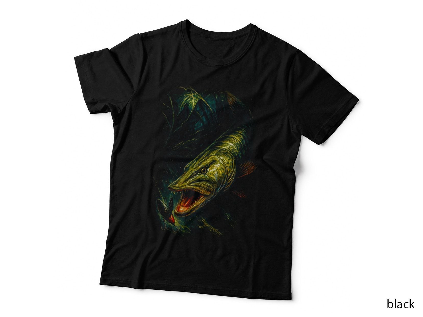 Pike Fishing T-Shirt, Halftone Open Mouth Pike Graphic Tee, Angler Shirt