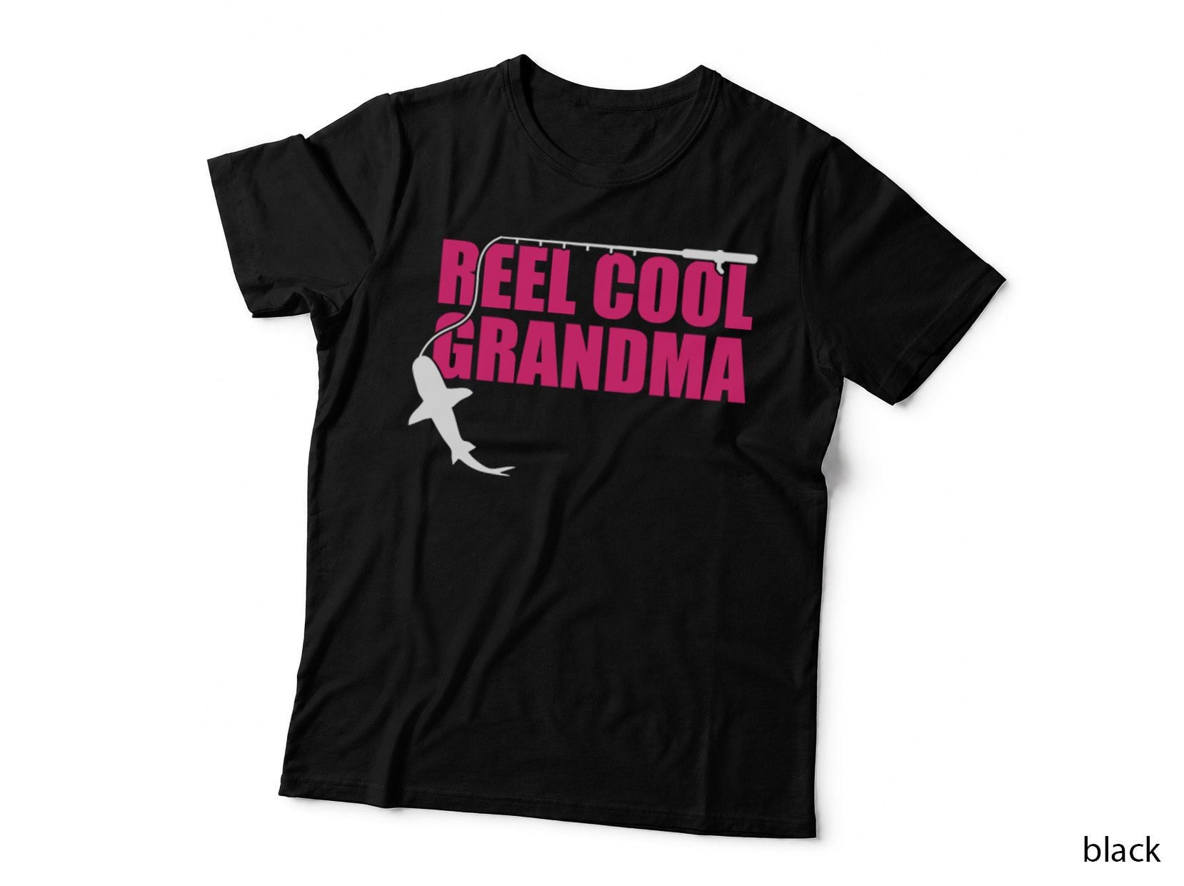 Reel Cool Grandma Fishing T-Shirt, Fishing Grandma Silhouette Graphic Tee