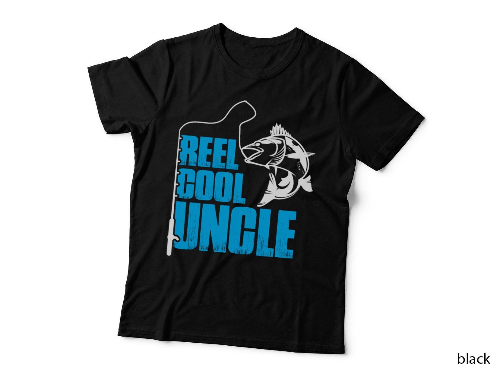 Reel Cool Uncle Fishing T-Shirt, Fishing Pole and Fish Graphic Tee