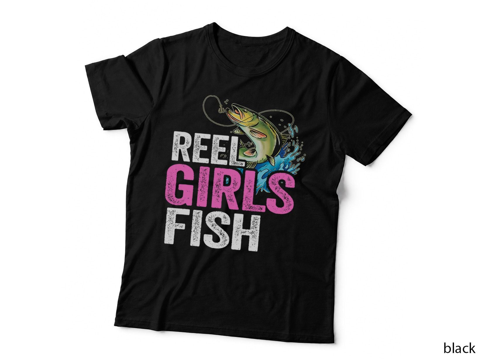 Reel Girls Fish Bass Fishing Funny Fisherwoman Mom Fishing T-Shirt