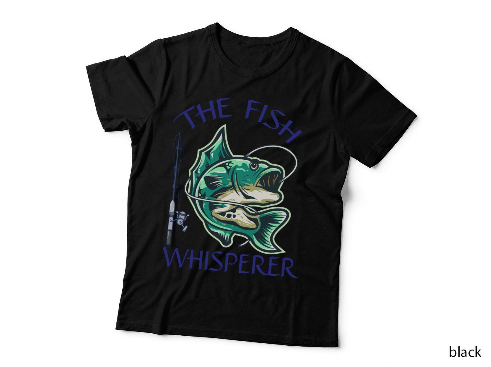 The Fish Whisperer Fishing T-Shirt, Fishing Rod and Fish Illustration Graphic