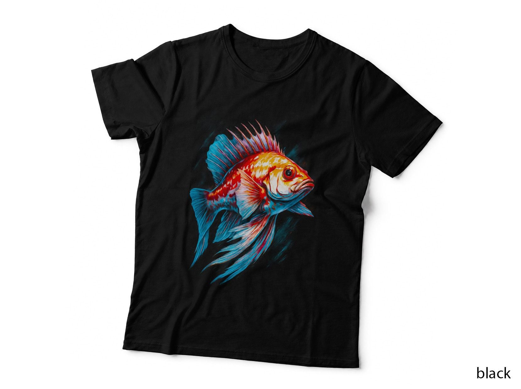 Tropical Fish T-Shirt, Halftone Flowing Fin Reef Fish Graphic Tee