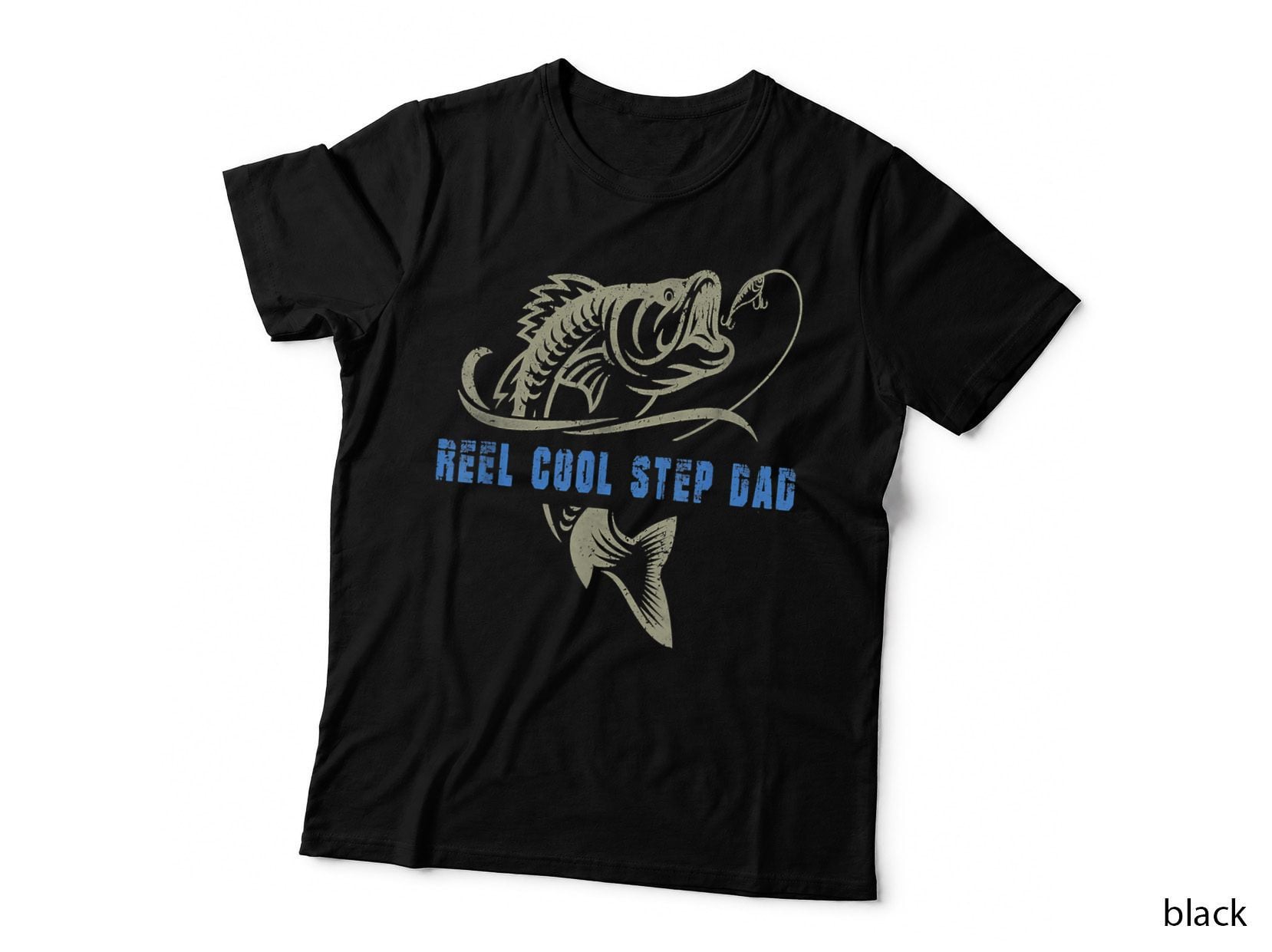 Vintage Fishing Reel Cool Step Dad Funny Fish Father's Day T-Shirt