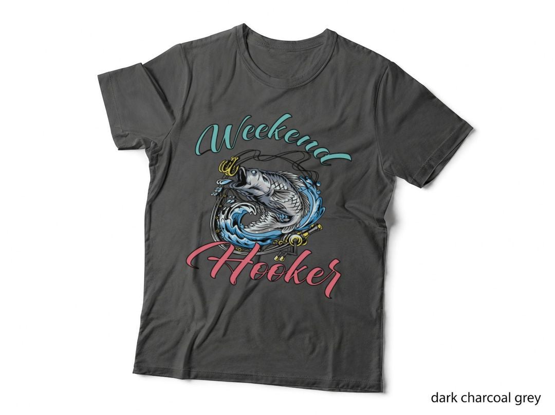 Weekend Hooker Fishing T-Shirt, Fish Jumping Out of Water with Graphic Tee