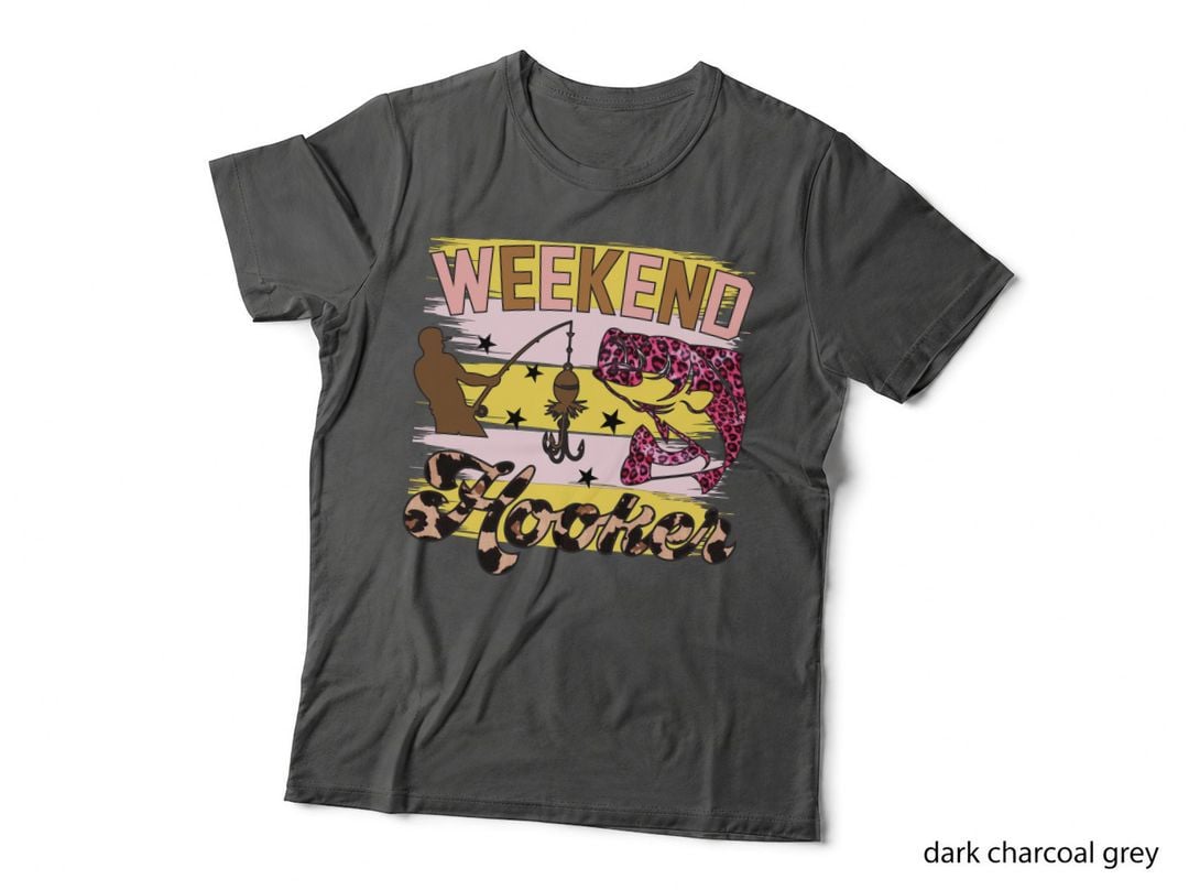 Weekend Hooker Fishing T-Shirt, Fishing Cat Silhouette Graphic Tee