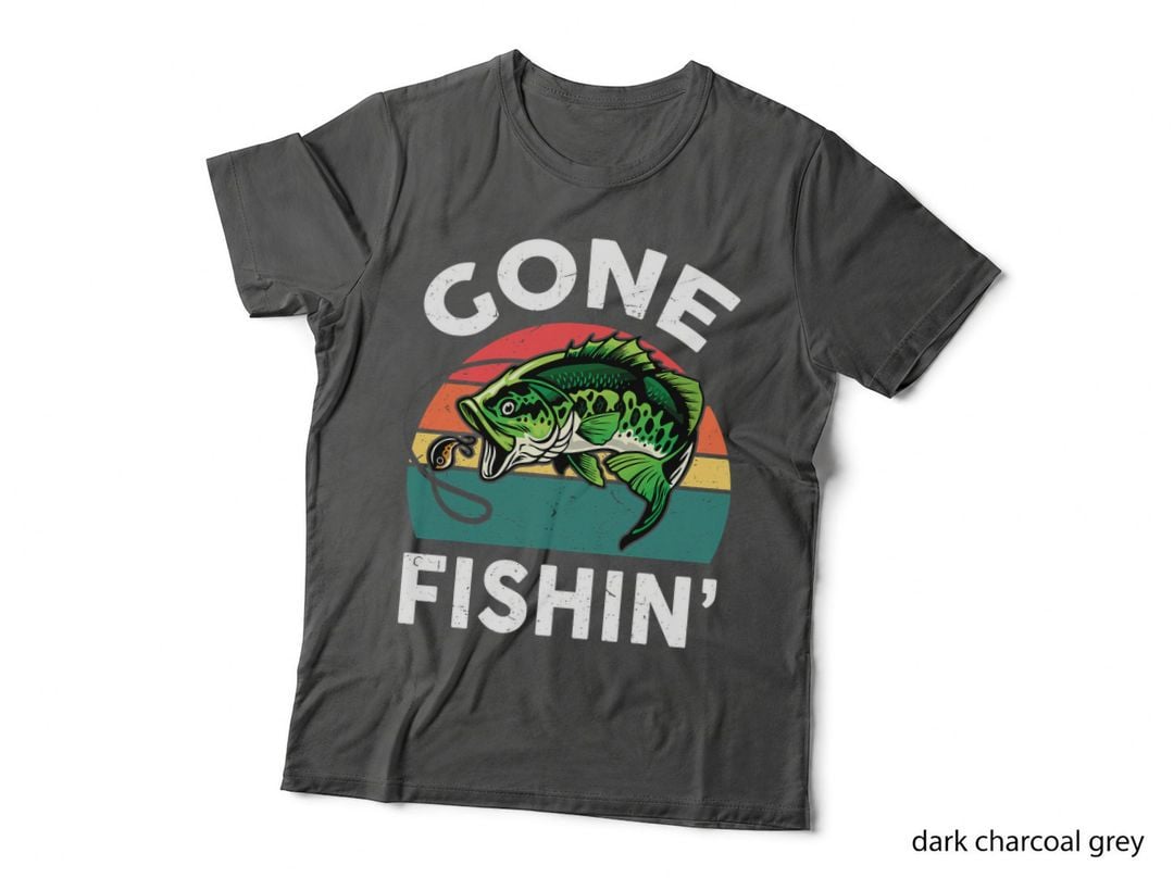 Bass Fish Gone Fishing-Shirt Kid Toddler Boy Men Funny T-Shirt