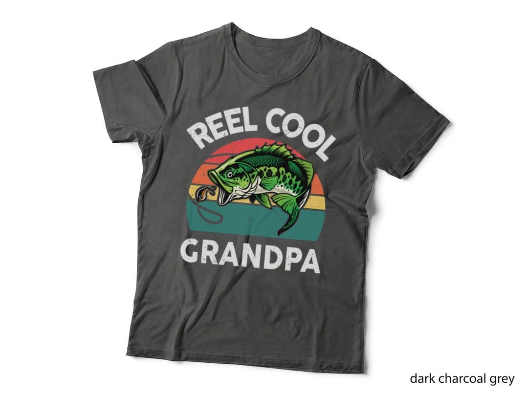 Bass Fish Reel Cool Grandpa Fathers Day Gift Pop Dad Fishing T-Shirt