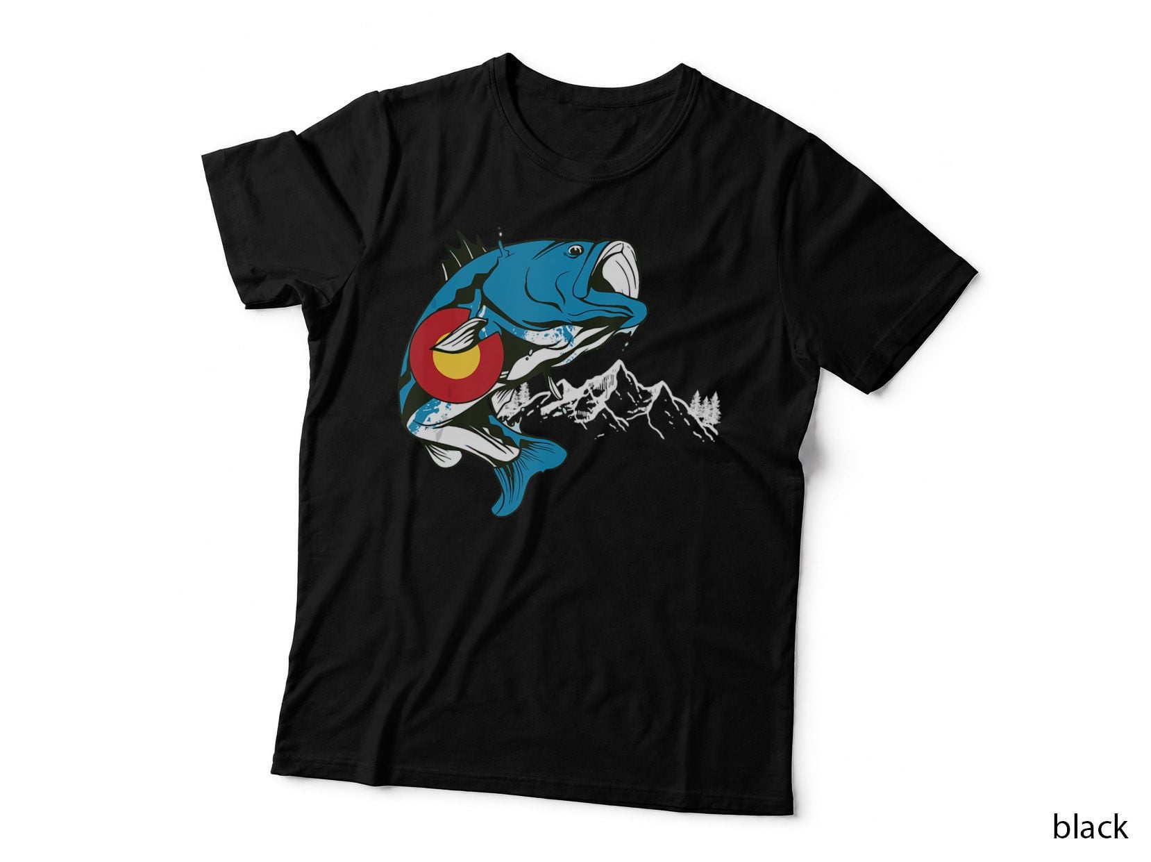 Bass Fishing Colorado Flag Large Mouth Fish Fisherman Gift T-Shirt
