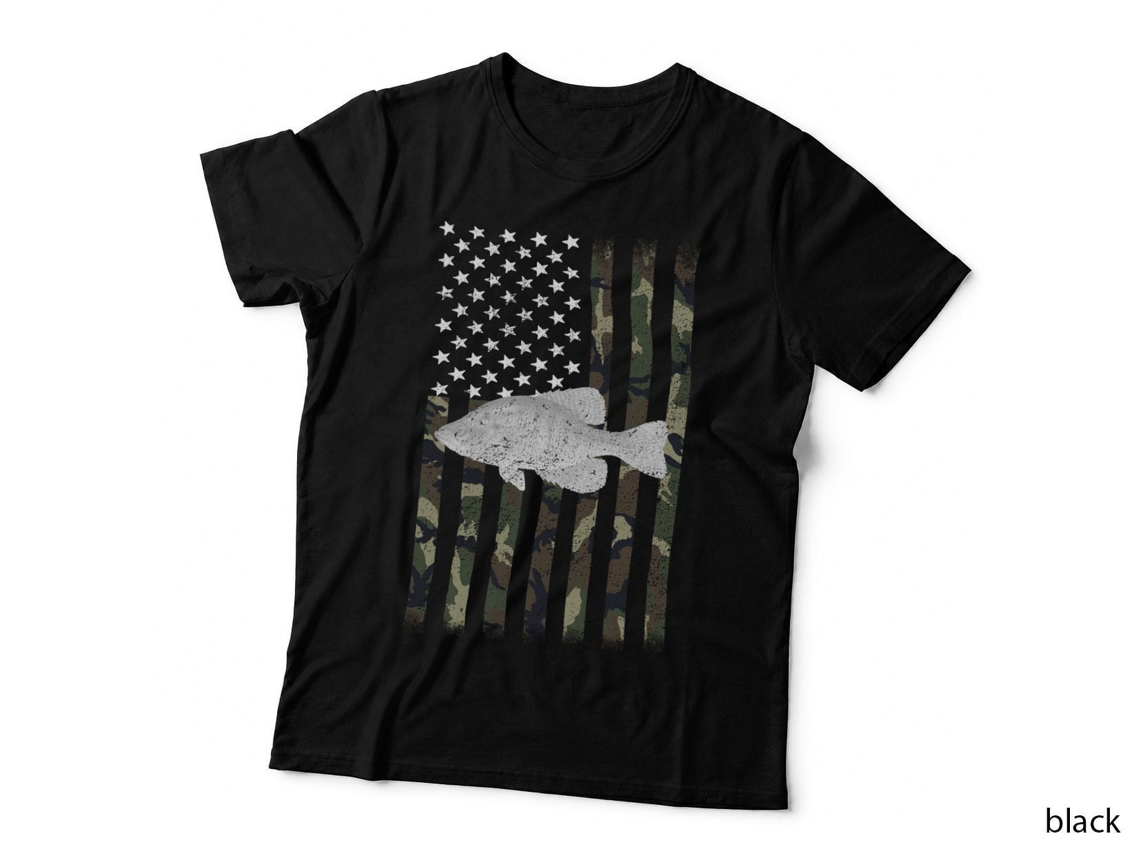 Camouflage Flag Crappie Fishing Pullover Hoodie, Outdoor Sport T-Shirt