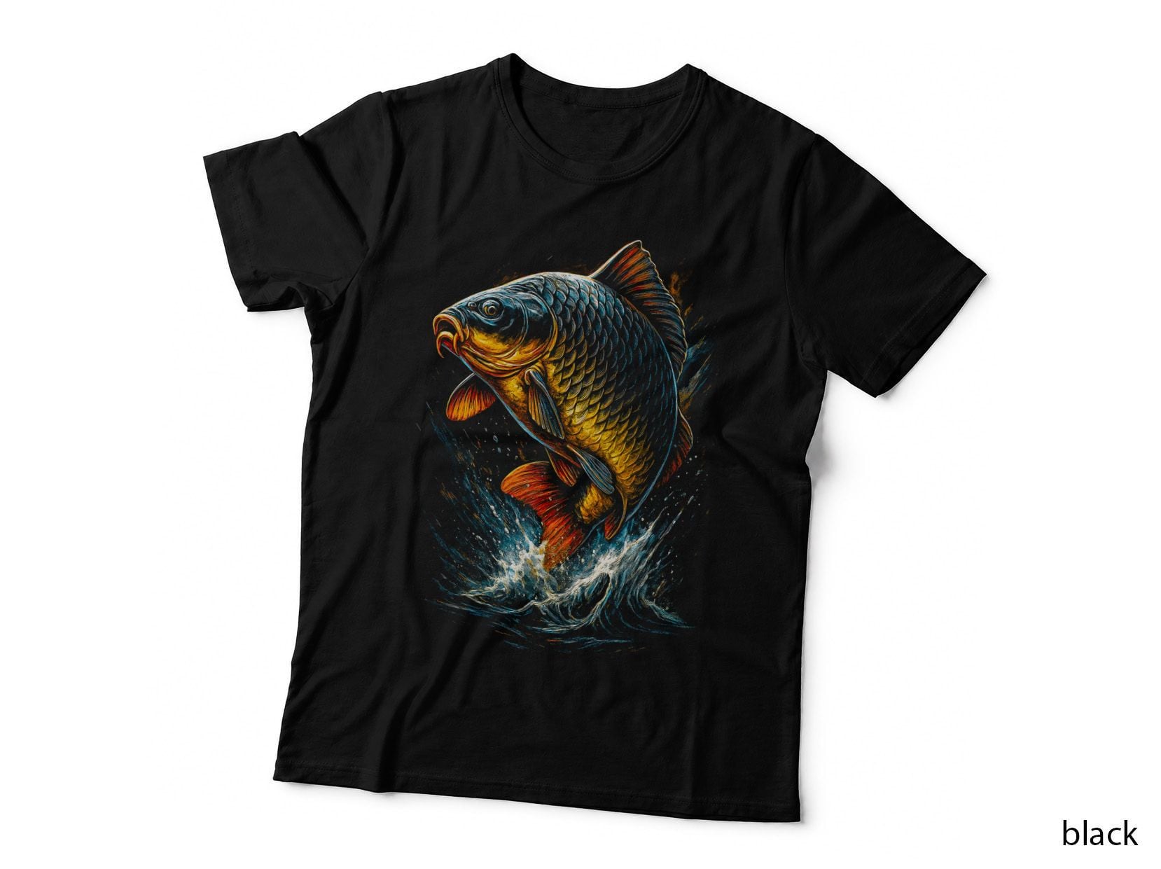 Carp Jumping T-Shirt, Fish Art, Fishing Apparel