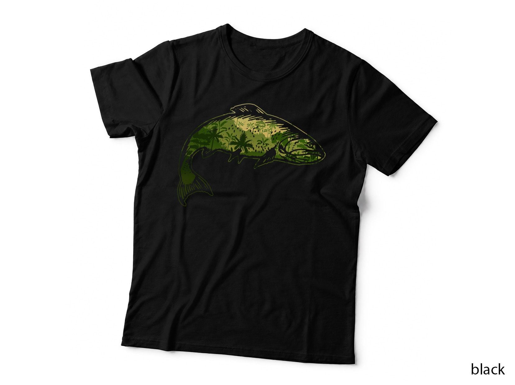 Cool Fish Nature for Men Bass Fly Fishing Fisherman T-Shirt