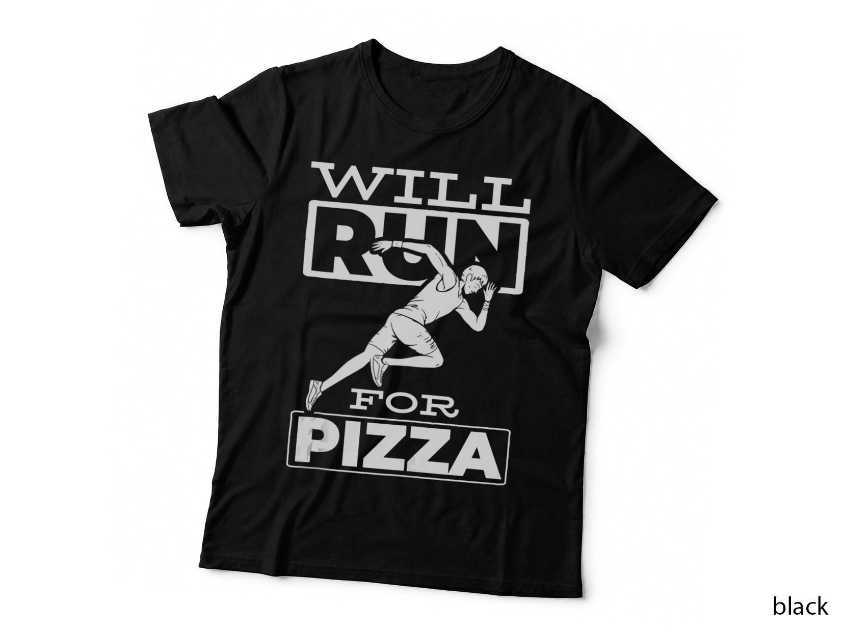 Will Run for Pizza Marathon Track Runner Running, Pizza Fan T-Shirt