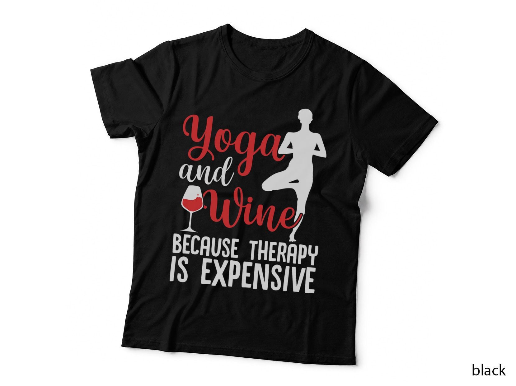 Yoga Instructor Funny Yoga and Wine Addict Apparel T-Shirt