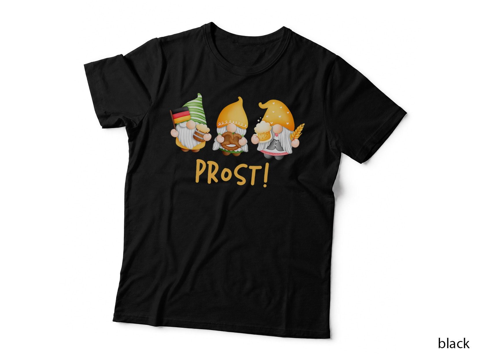 Fun Gnomes Oktoberfest Prost Beer Pretzel German Flag T-Shirt