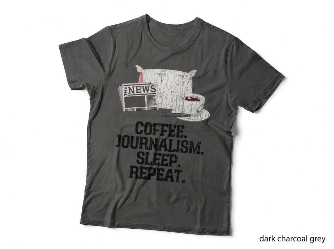 Journalist Funny Coffee Journalism Sleep Repeat Graphic T-Shirt