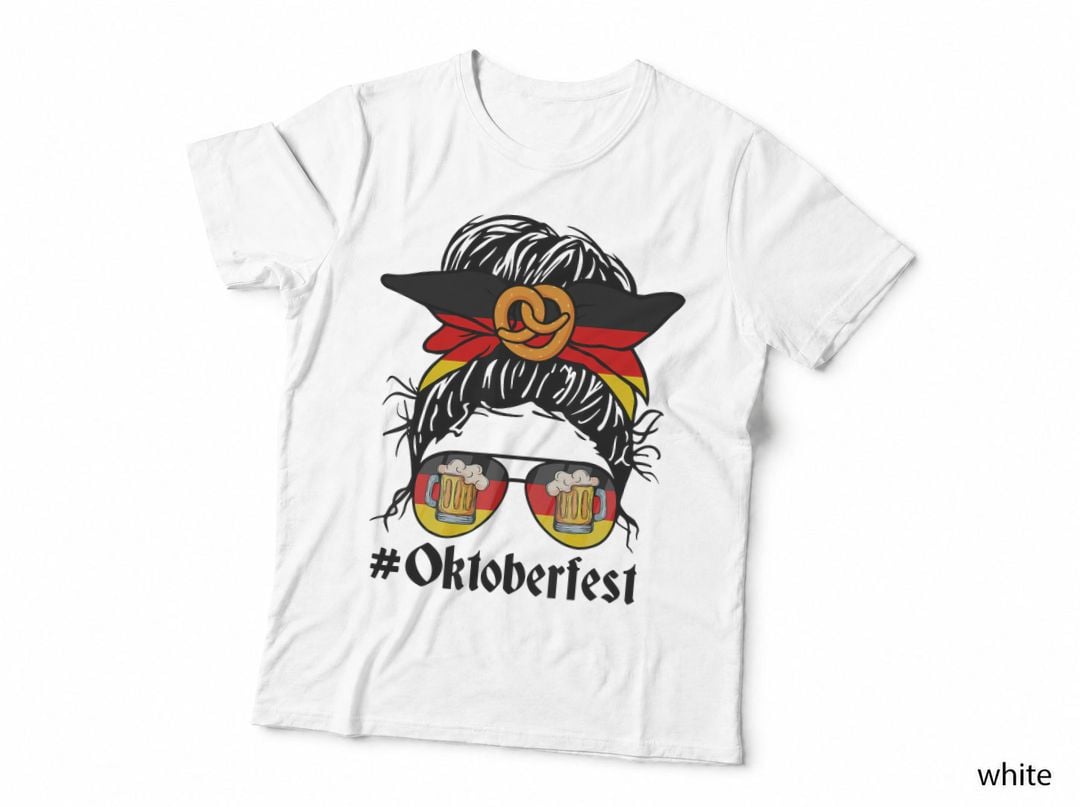 Oktoberfest Girl Messy Bun Pritzel German Beer Lover T-Shirt
