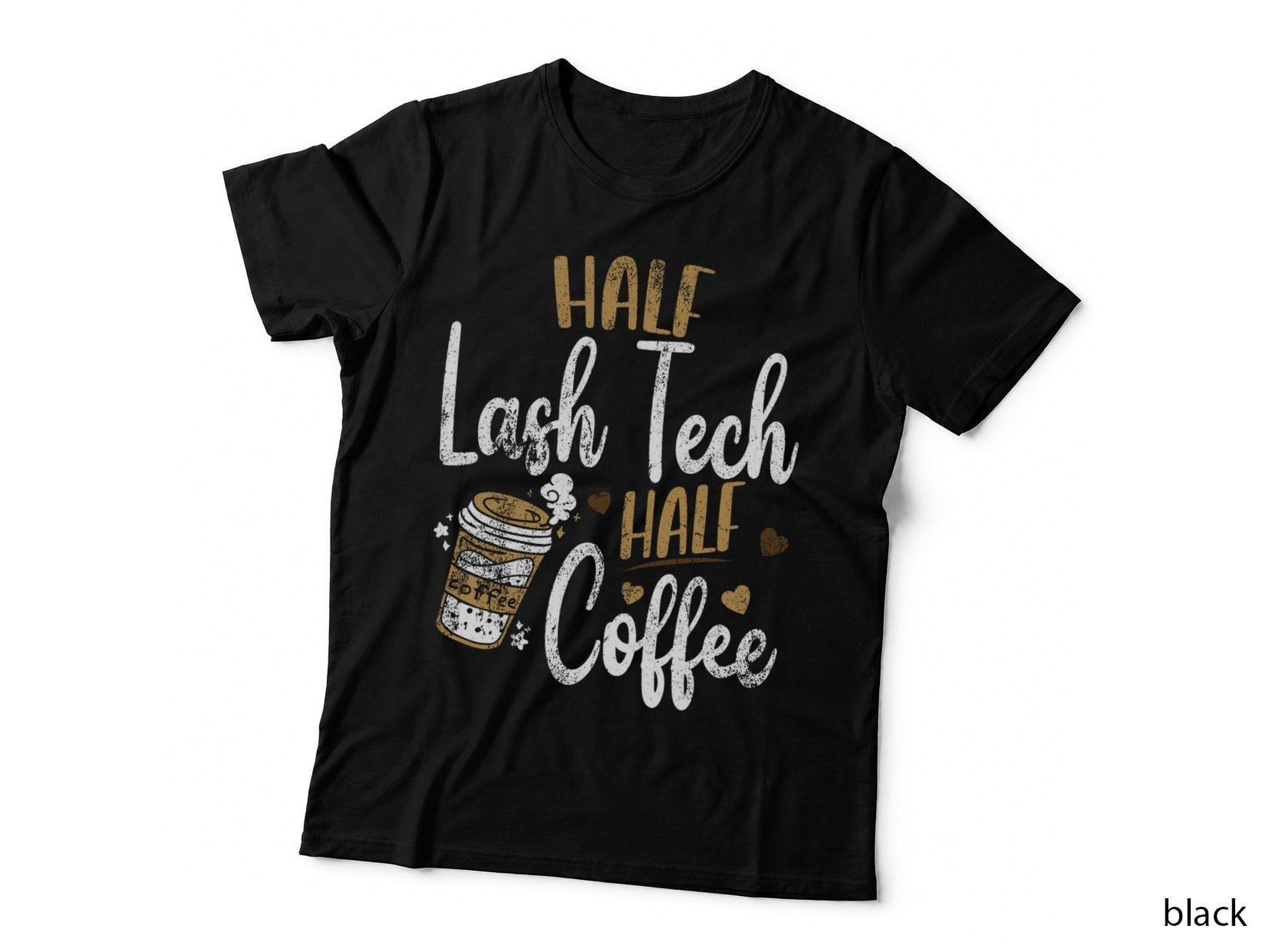 Vintage Half Lash Tech Half Coffee Pun Lash Tech T-Shirt
