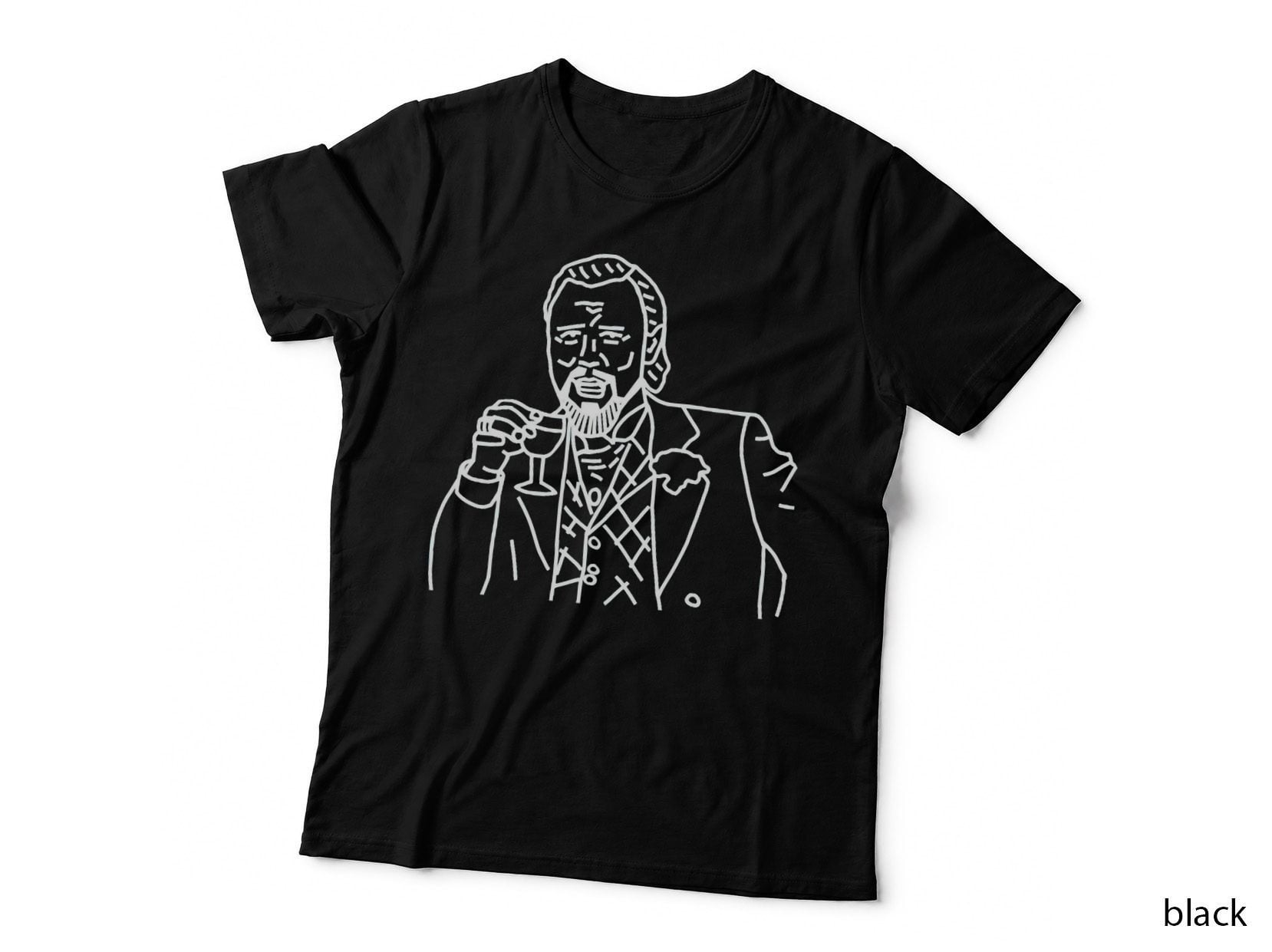 White Line Laughing Leo Drinking Wine Meme T-Shirt