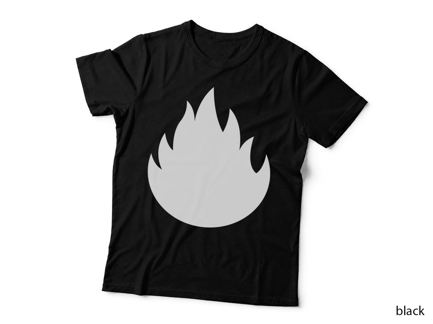 Black Flame Silhouette on Gray Background Barbecue Design T-Shirt