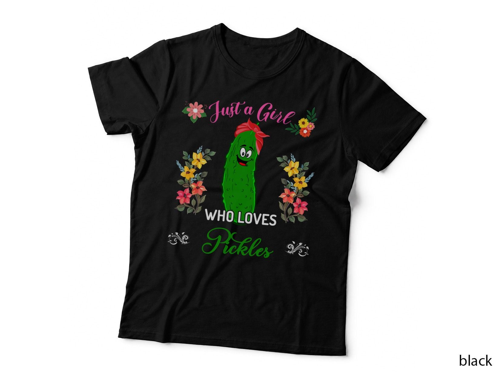 Just a Girl Who Loves Pickles Cute Pickle Headband Vegan T-Shirt