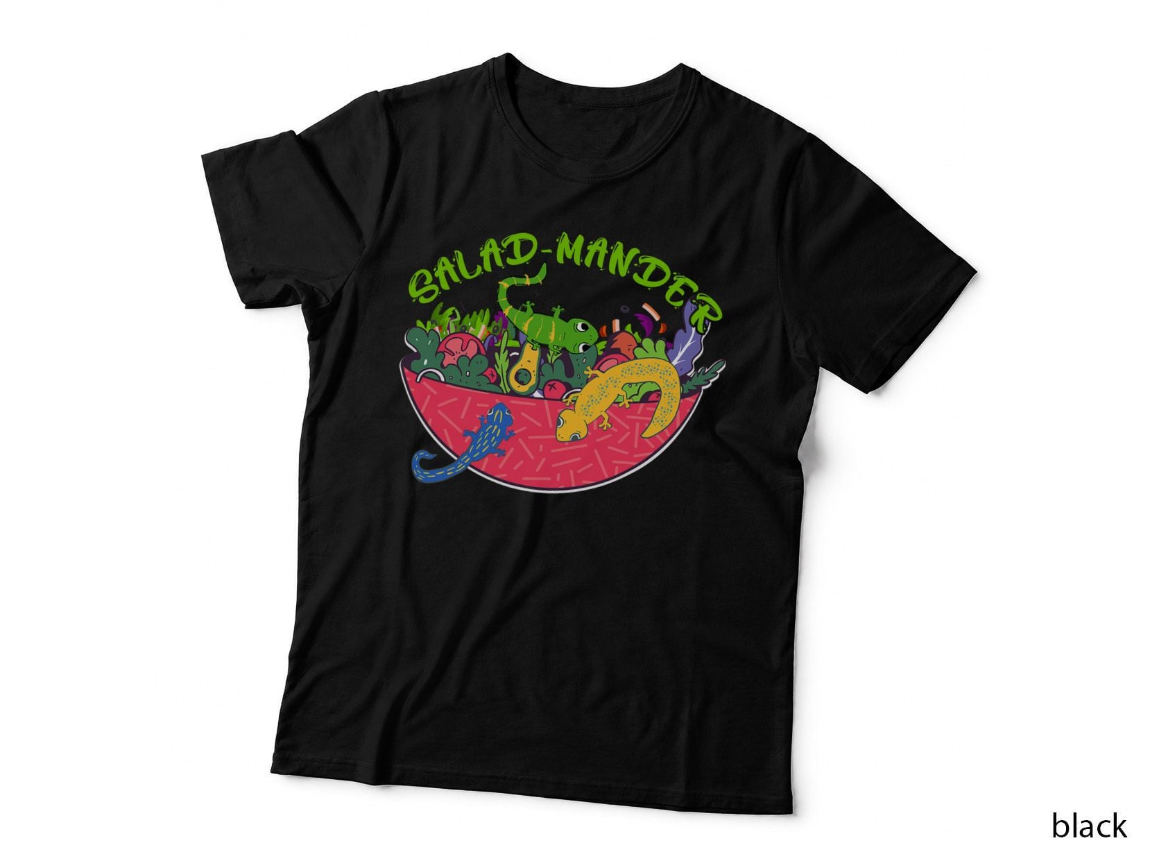Salamanders Eating Salad Reptiles Animal Pun Vegetarian T-Shirt